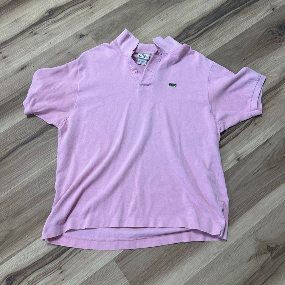 Lacoste pale pink preppy knit 7/XL normcore polo shirt